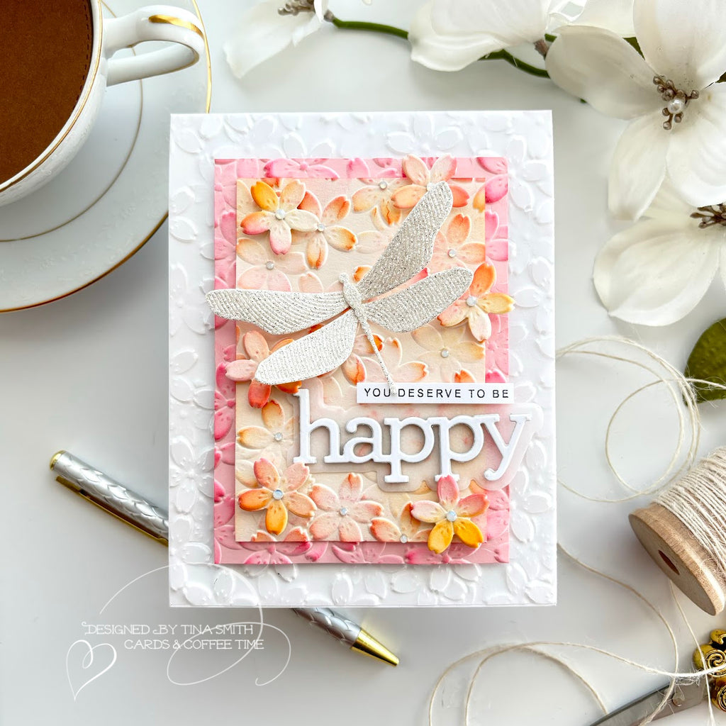 Simon Says Stamp Embossing Folder and Cutting Dies Cherry Blossom sfd315 Be Bold Happy Card | color-code:ALT03