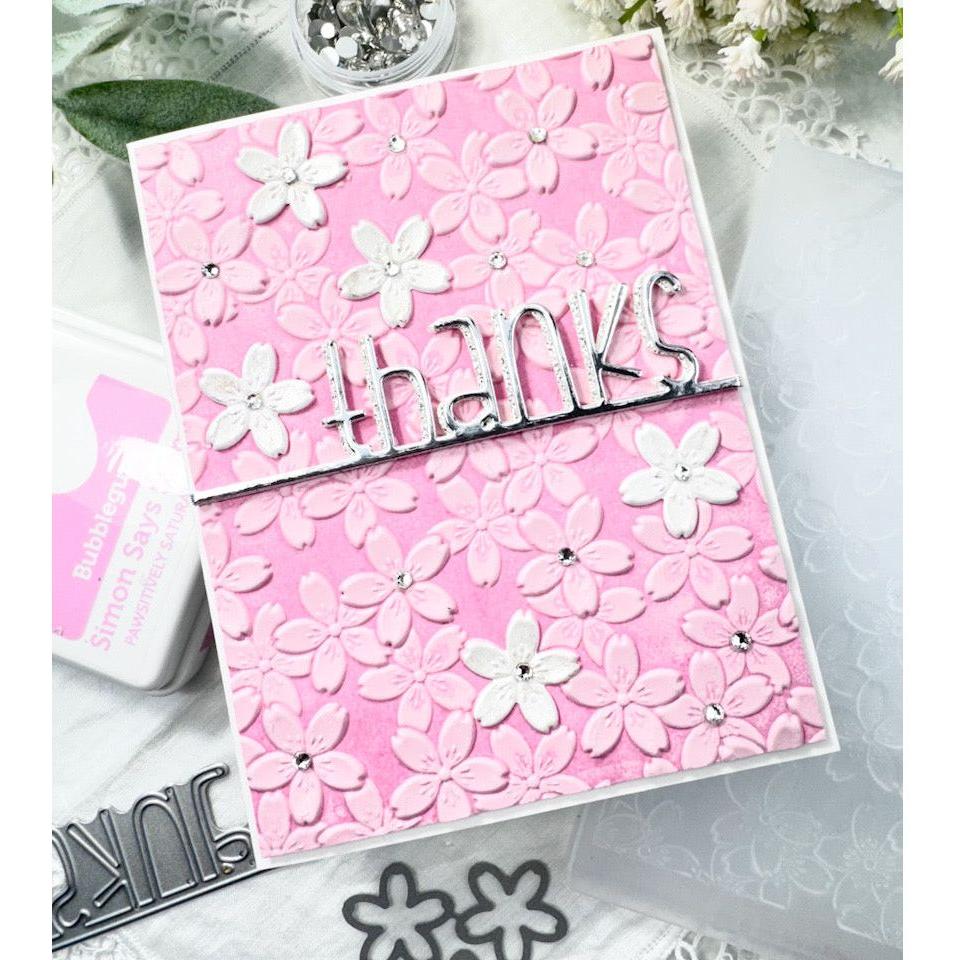 Simon Says Stamp Embossing Folder and Cutting Dies Cherry Blossom sfd315 Be Bold Thanks Card | color-code:ALT02