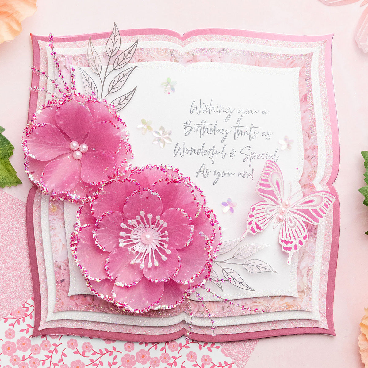 Chloe’s Creative Cards 8x8 Fancy Squares 3 Dies c-mdie-8fs3 birthday pink