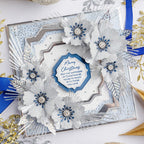 Chloe's Creative Cards 8x8 Gilded Squares 4 Dies c-mdie-gs4 silver and blue flowers merry christmas card