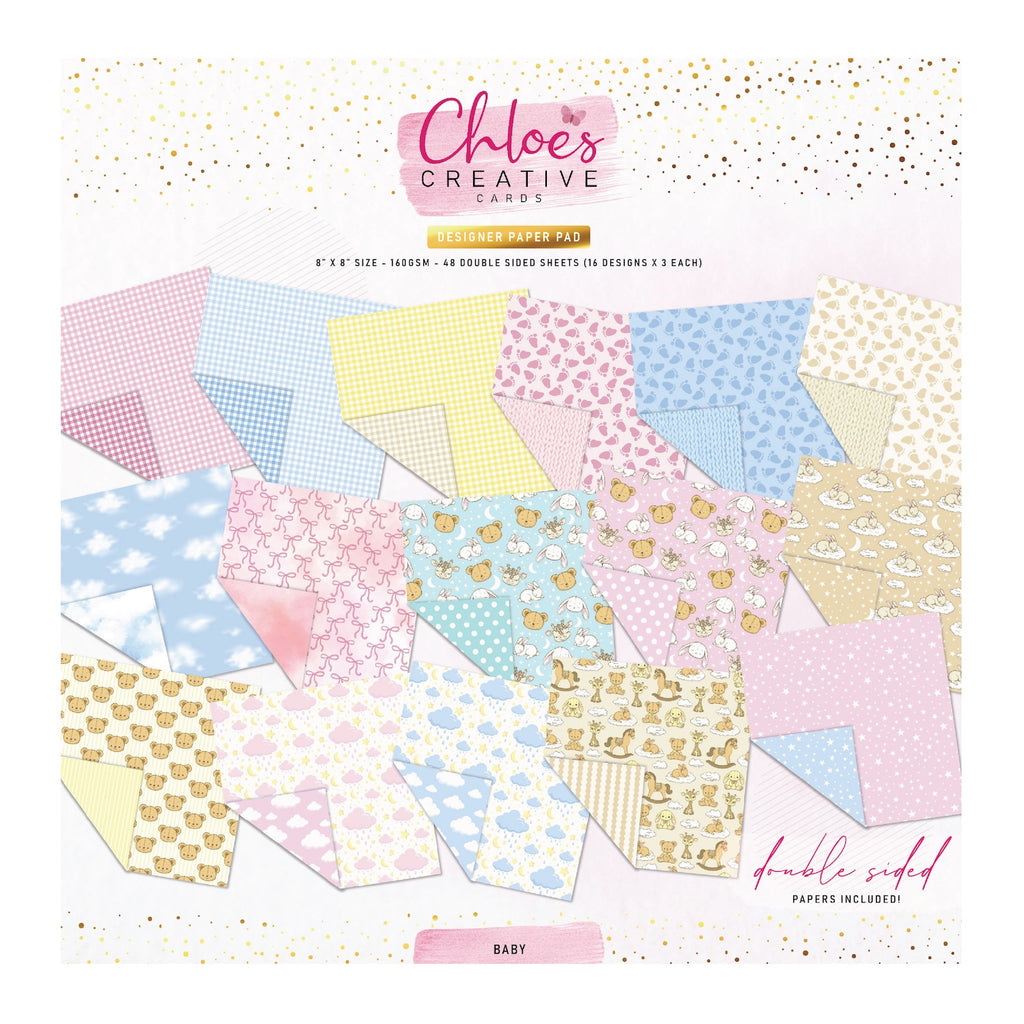 Chloe’s Creative Cards Baby 8x8 Designer Printed Paper Pad c-ppad-baby