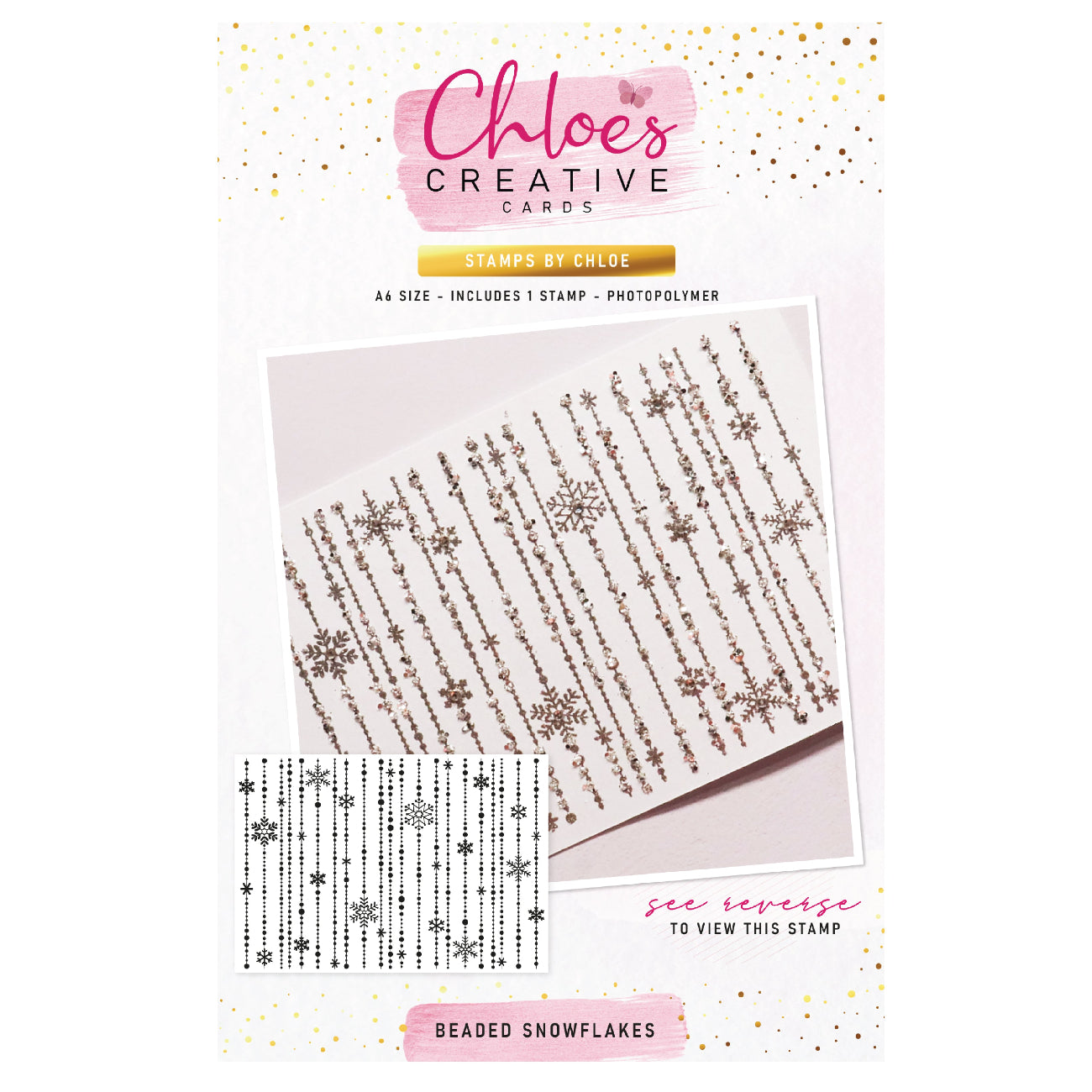 Chloe's Creative Cards Beaded Snowflake Background Clear Stamp Set c-stam-bsnowb