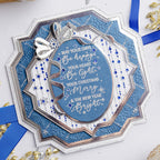 Chloe's Creative Cards Beaded Snowflake Background Clear Stamp Set c-stam-bsnowb blue snowflake background blue sequins christmas card