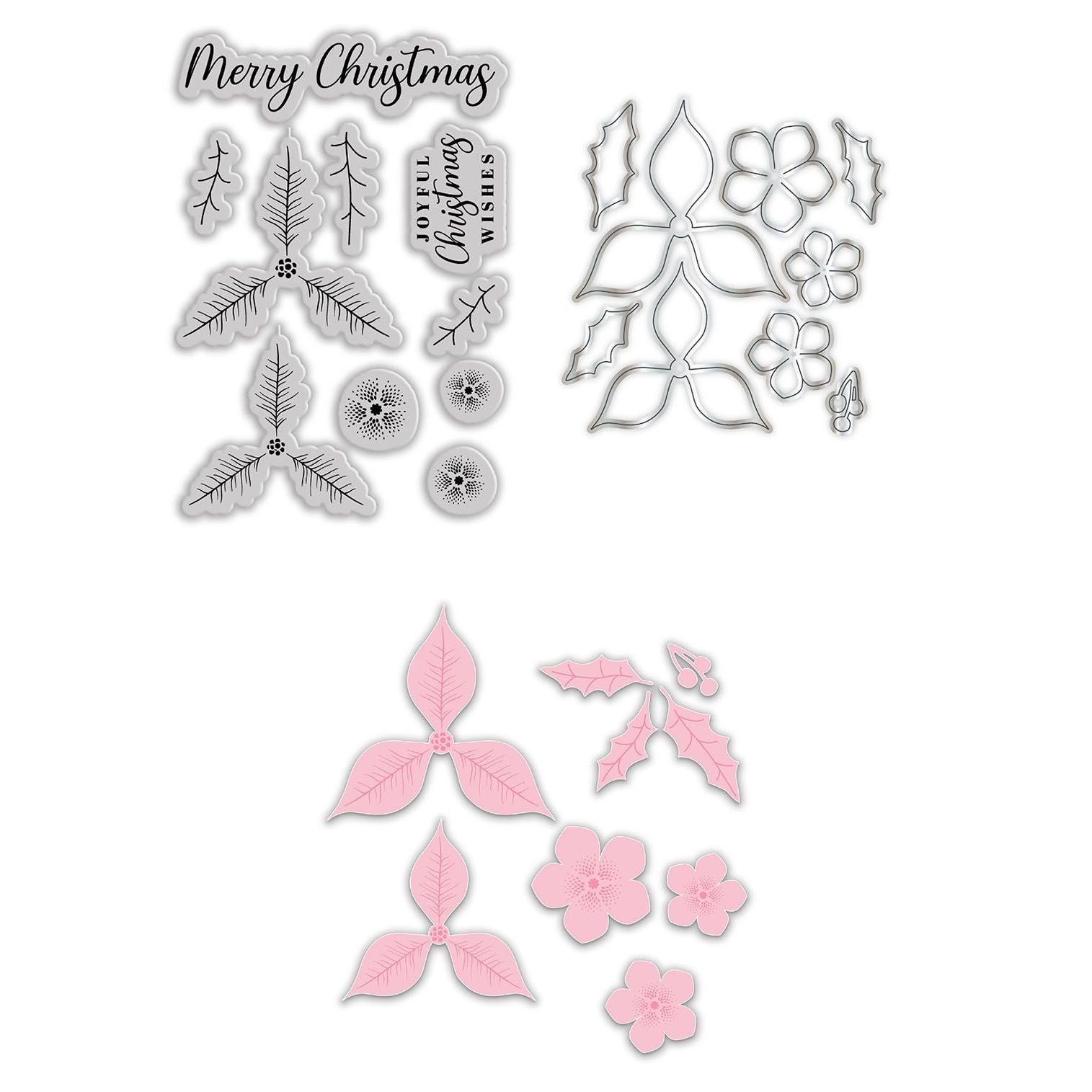 Chloe's Creative Cards Beautiful Bouquet Christmas Flowers Die and Stamp Set c-diest-bbcf pieces