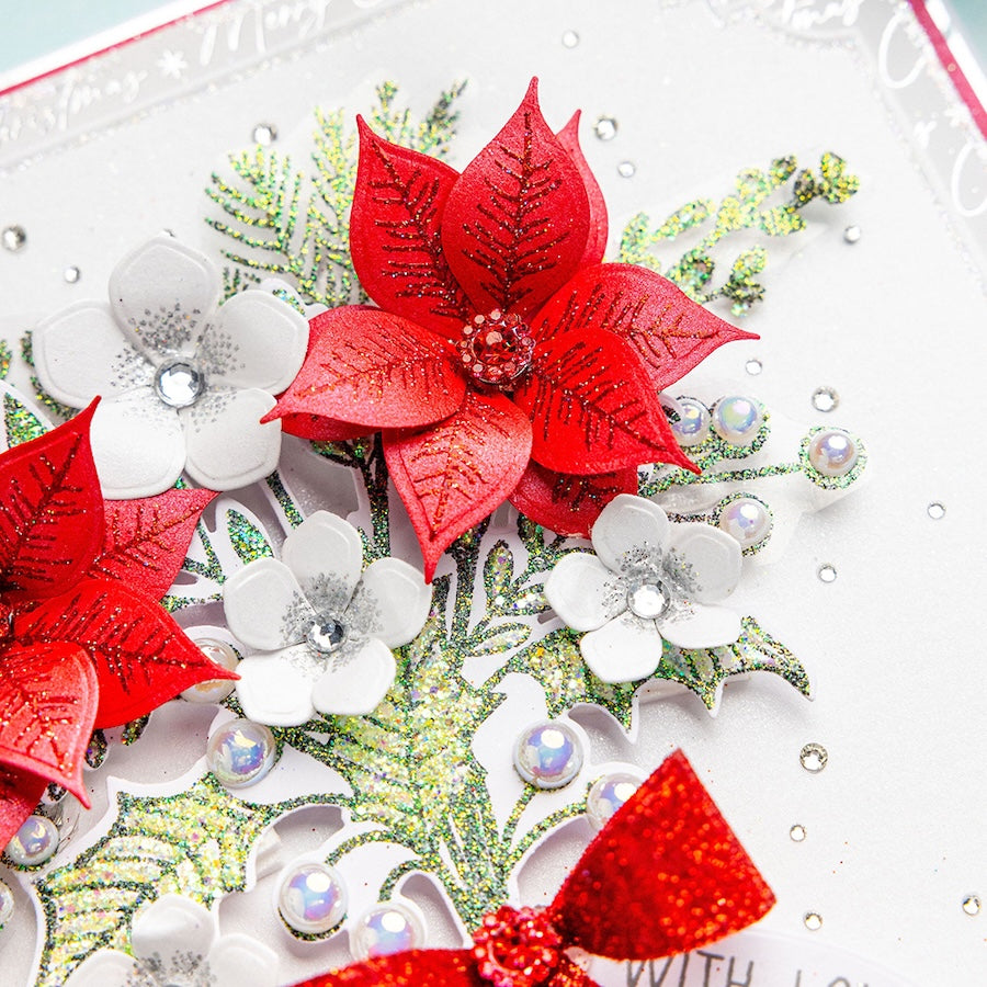 Chloe's Creative Cards Beautiful Bouquet Christmas Flowers Die and Stamp Set c-diest-bbcf poinsettia