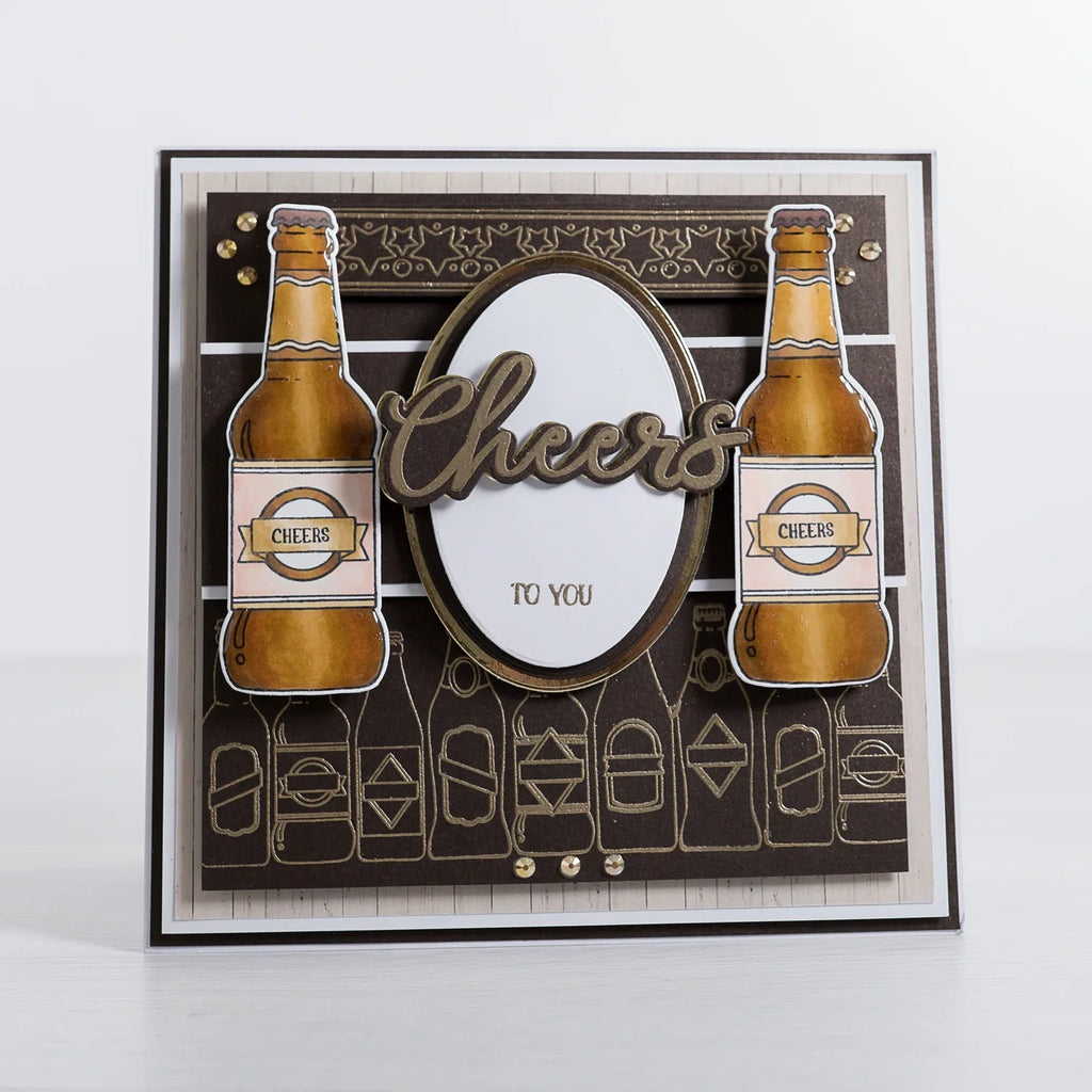 Chloe's Creative Cards Beer Bottle Border Die and Stamp Set c-diest-beerbord cheers