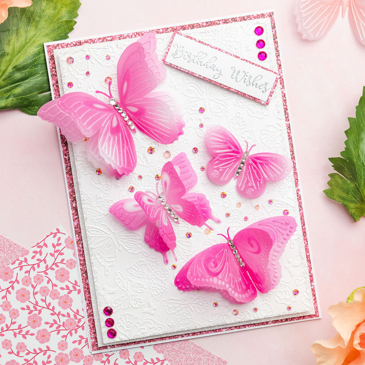 Chloe’s Creative Cards Butterfly Background Embossing Folder c-8emb-butb birthday wishes