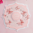 Chloe's Creative Cards Butterfly Embellishments Dies c-mdie-bemb flower lace background pink butterflies card