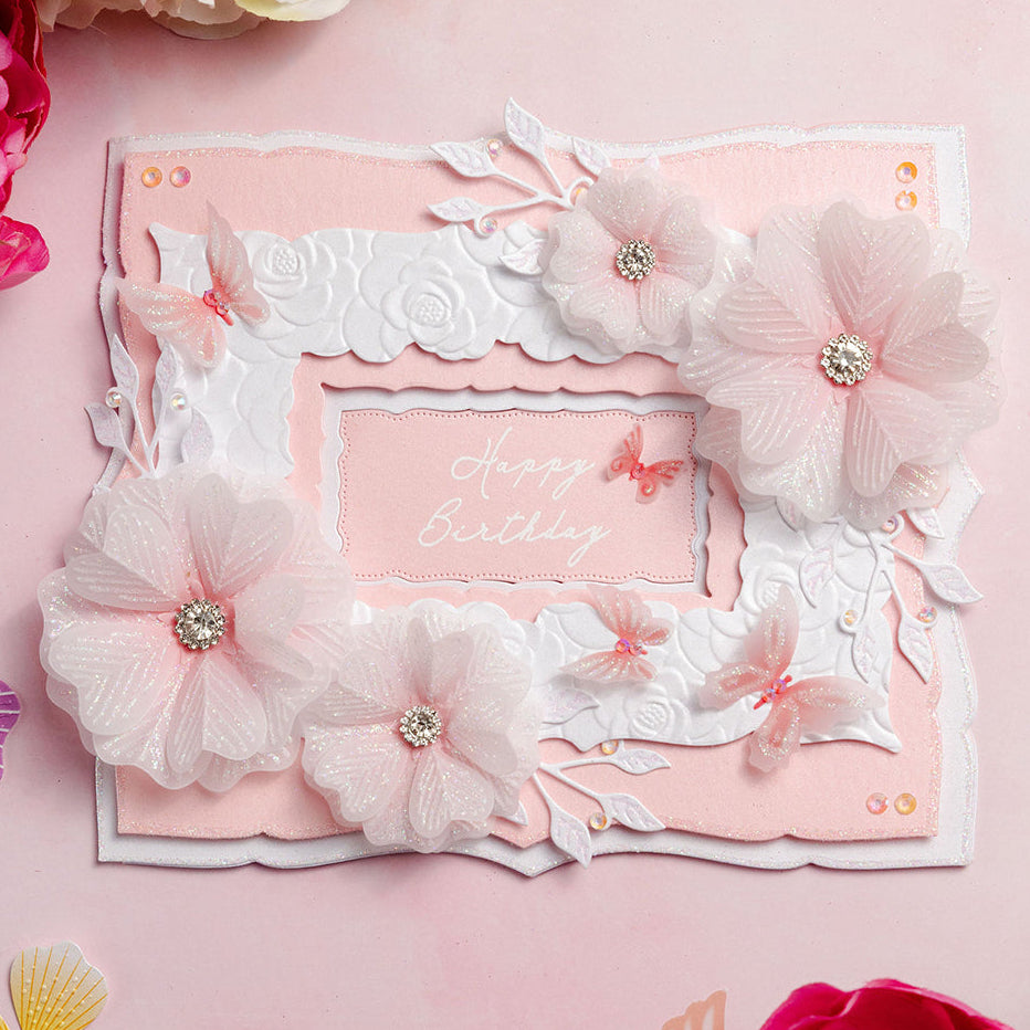 Chloe's Creative Cards Butterfly Embellishments Dies c-mdie-bemb pin sparkle flowers pink butterflies birthday card