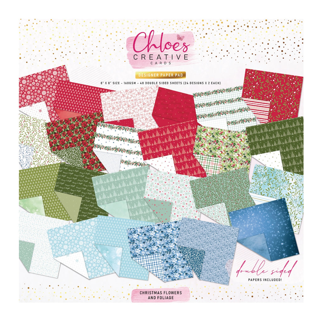 Chloe's Creative Cards Christmas Flowers and Foliage 8x8 Paper Pad c-ppad-cff
