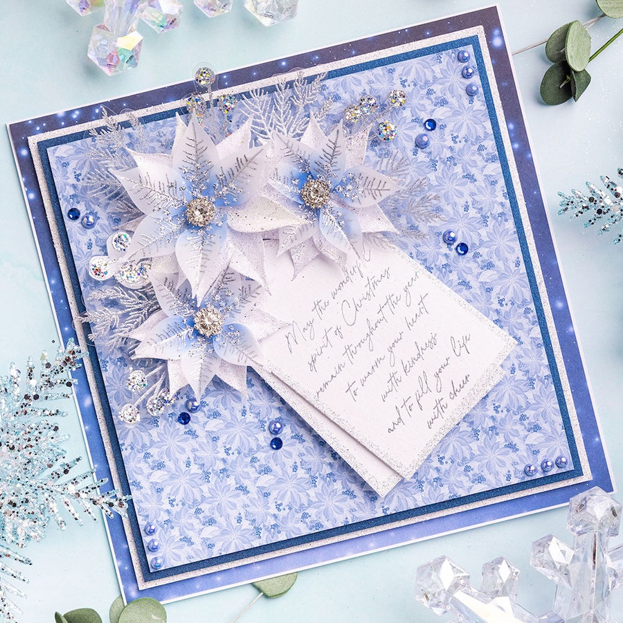 Chloe's Creative Cards Christmas Flowers and Foliage 8x8 Paper Pad c-ppad-cff blue
