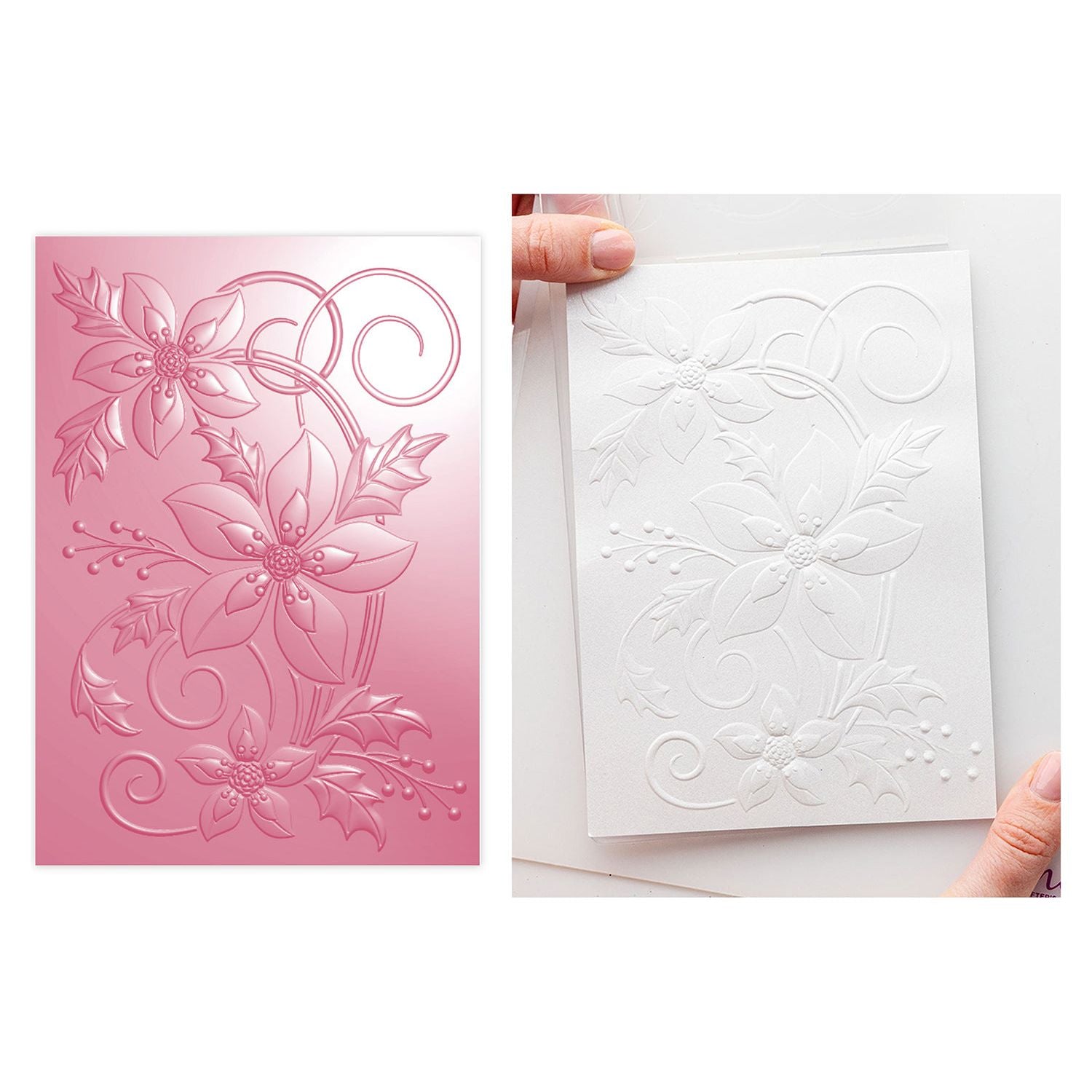 Chloe's Creative Cards Christmas Rose Folder, Die, Stamp and Vellum Bundle folder