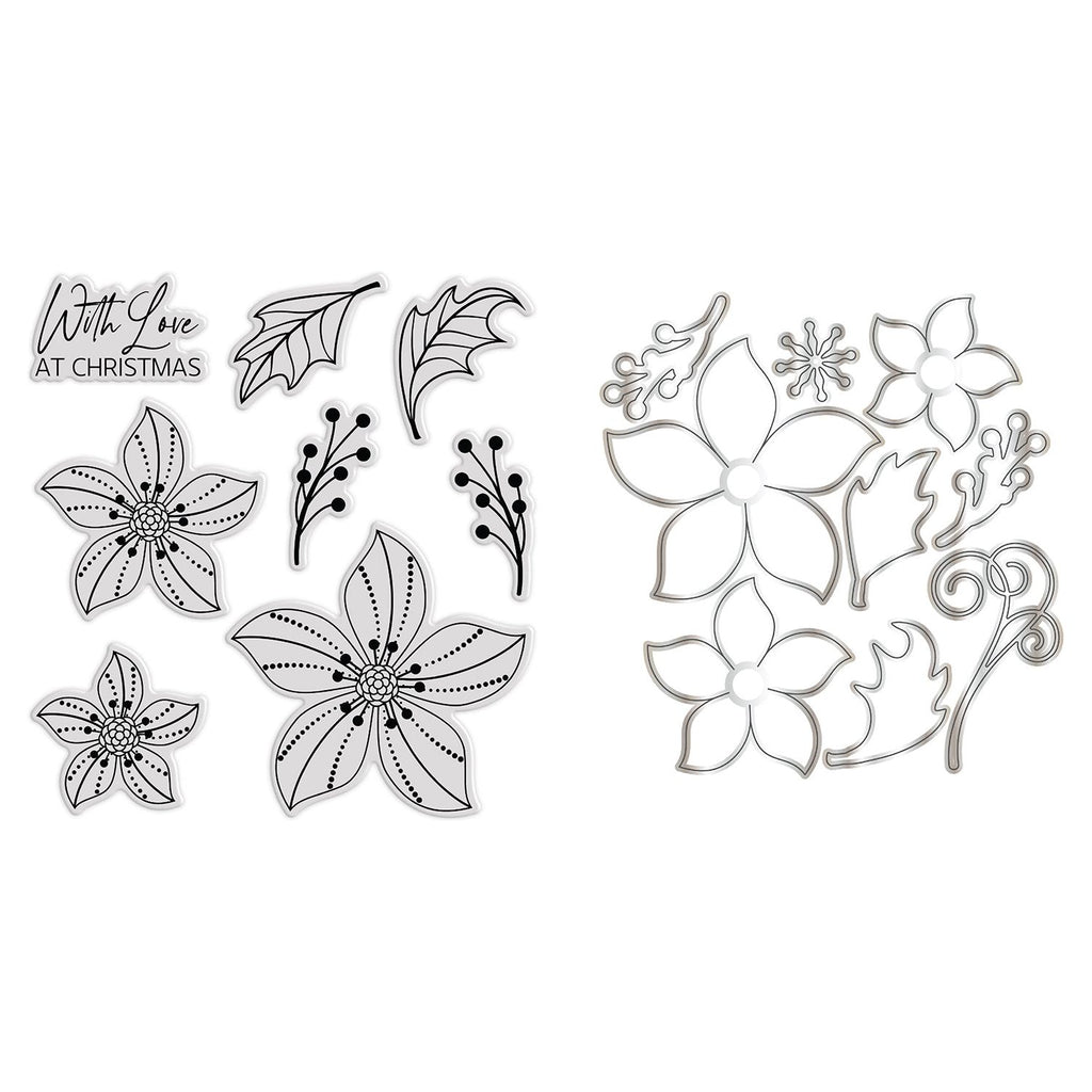 Chloe's Creative Cards Christmas Rose Folder, Die, Stamp and Vellum Bundle stamp die