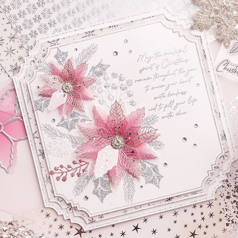 Chloe's Creative Cards Christmas Spirit Christmas Verse A7 Clear Stamps c-stam-chv2 poinsettia