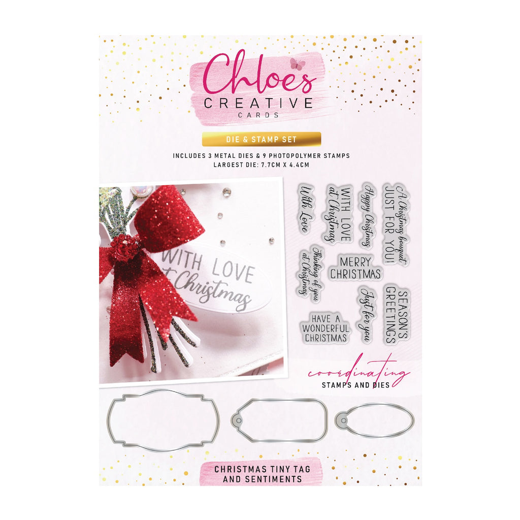 Chloe's Creative Cards Christmas Tiny Tag and Sentiments Die and Stamp Set c-diest-ctt