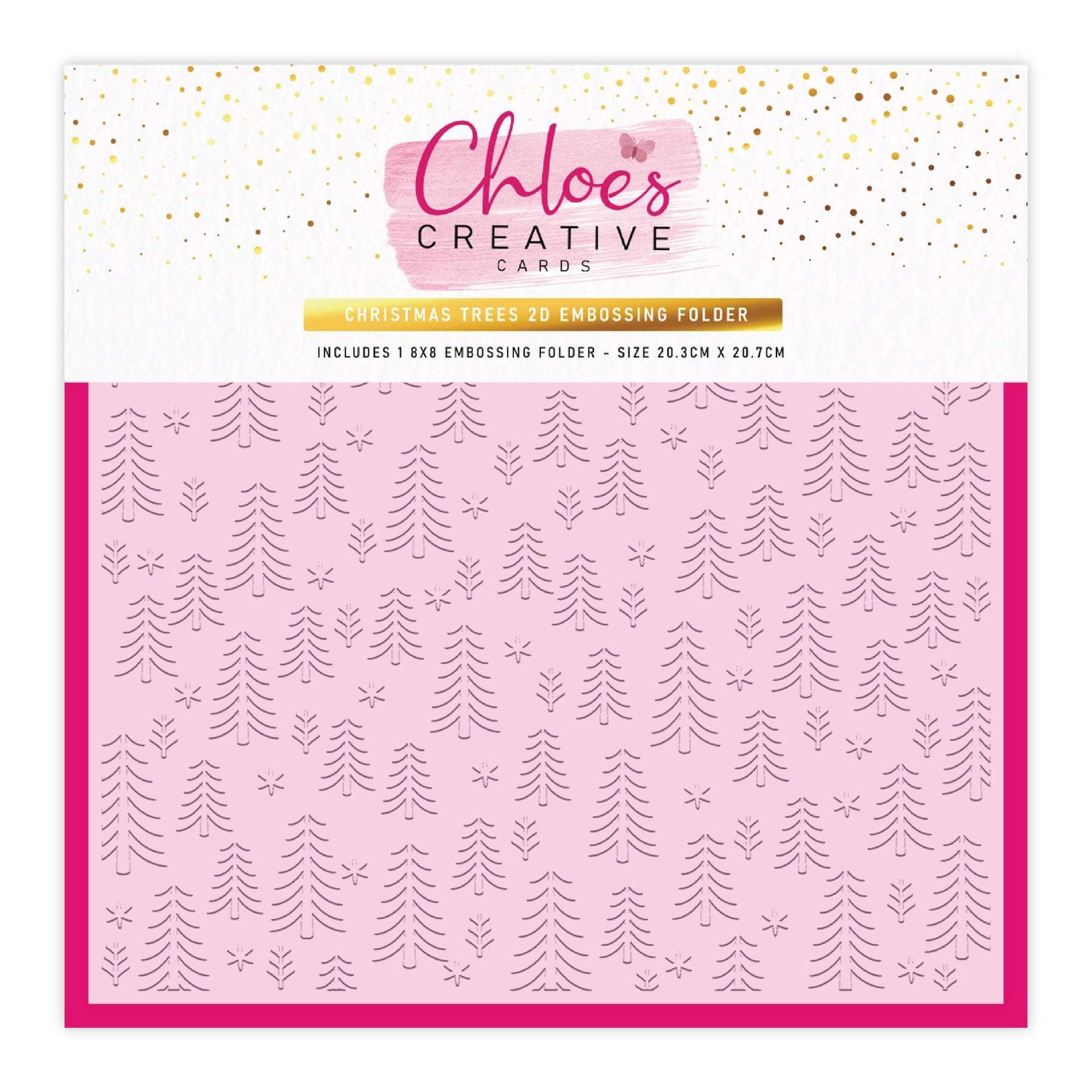 Chloe's Creative Cards Christmas Tree 2D 8x8 Embossing Folder c-8emb-christ
