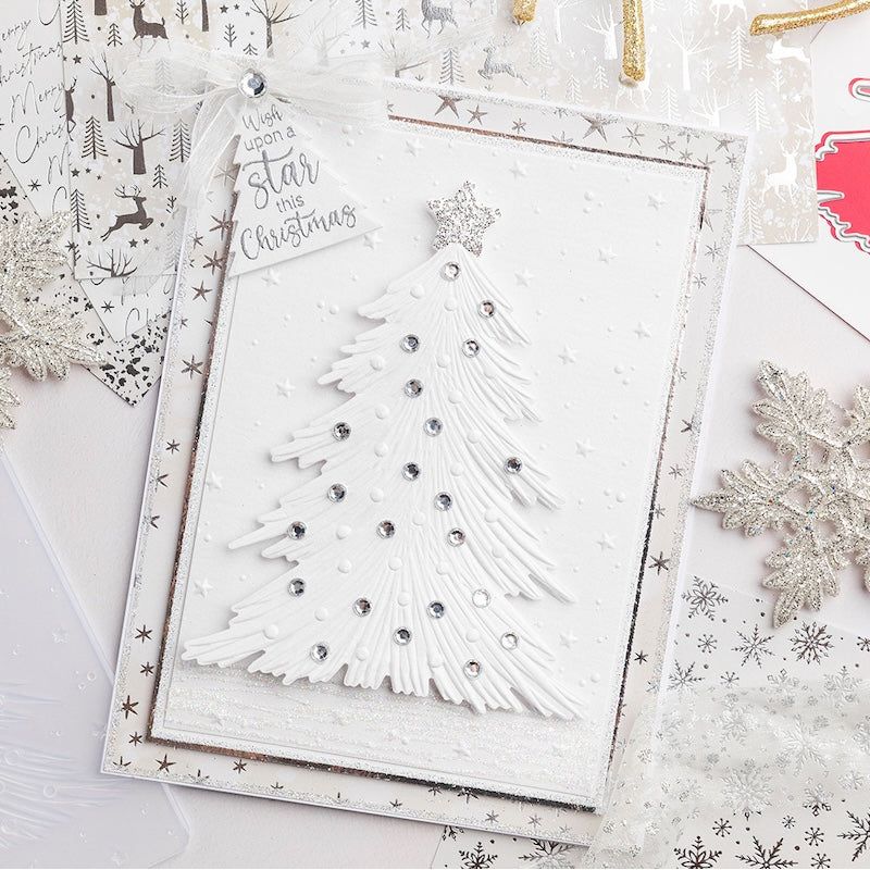 Chloe's Creative Cards Christmas Tree 3D Embossing Folder and Die Set c-3dembdie-ctre sparkle