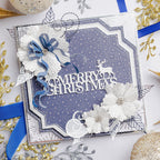 Chloe's Creative Cards Corner Ribbon Bow Die c-mdie-corb white sparkle flowers star background merry christmas card