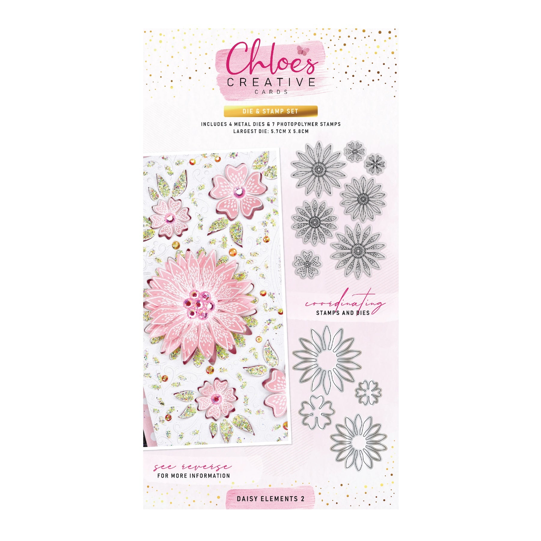 Chloe's Creative Cards Daisy Elements 2 Die and Stamp Set c-diest-daisy2