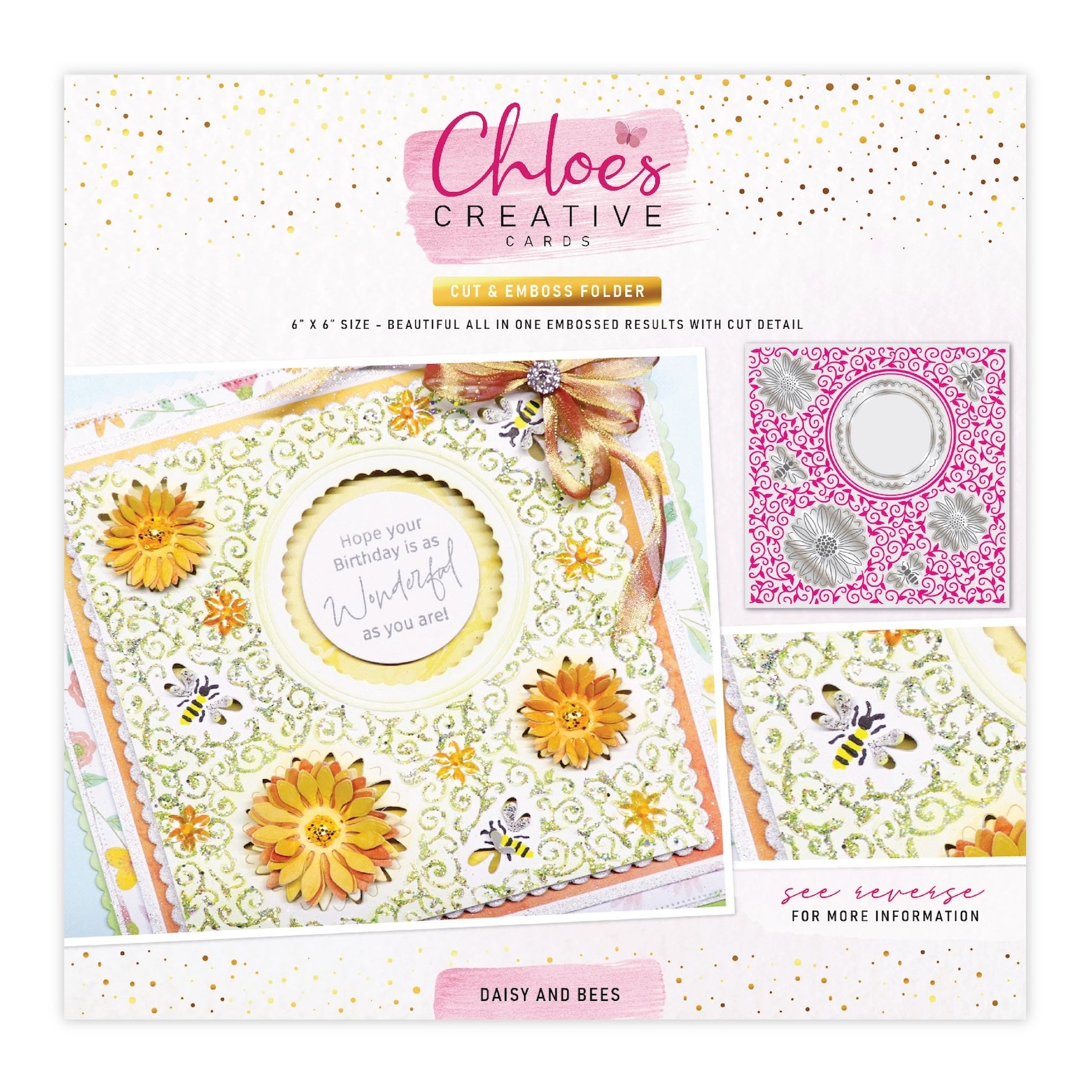 Chloe's Creative Cards Daisy and Bees Cut and Emboss Folder c-cemb-daibe