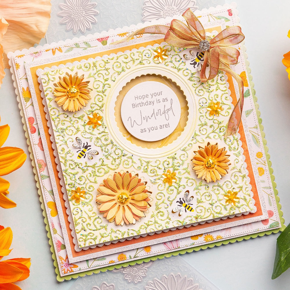 Chloe's Creative Cards Daisy and Bees Cut and Emboss Folder c-cemb-daibe birthday