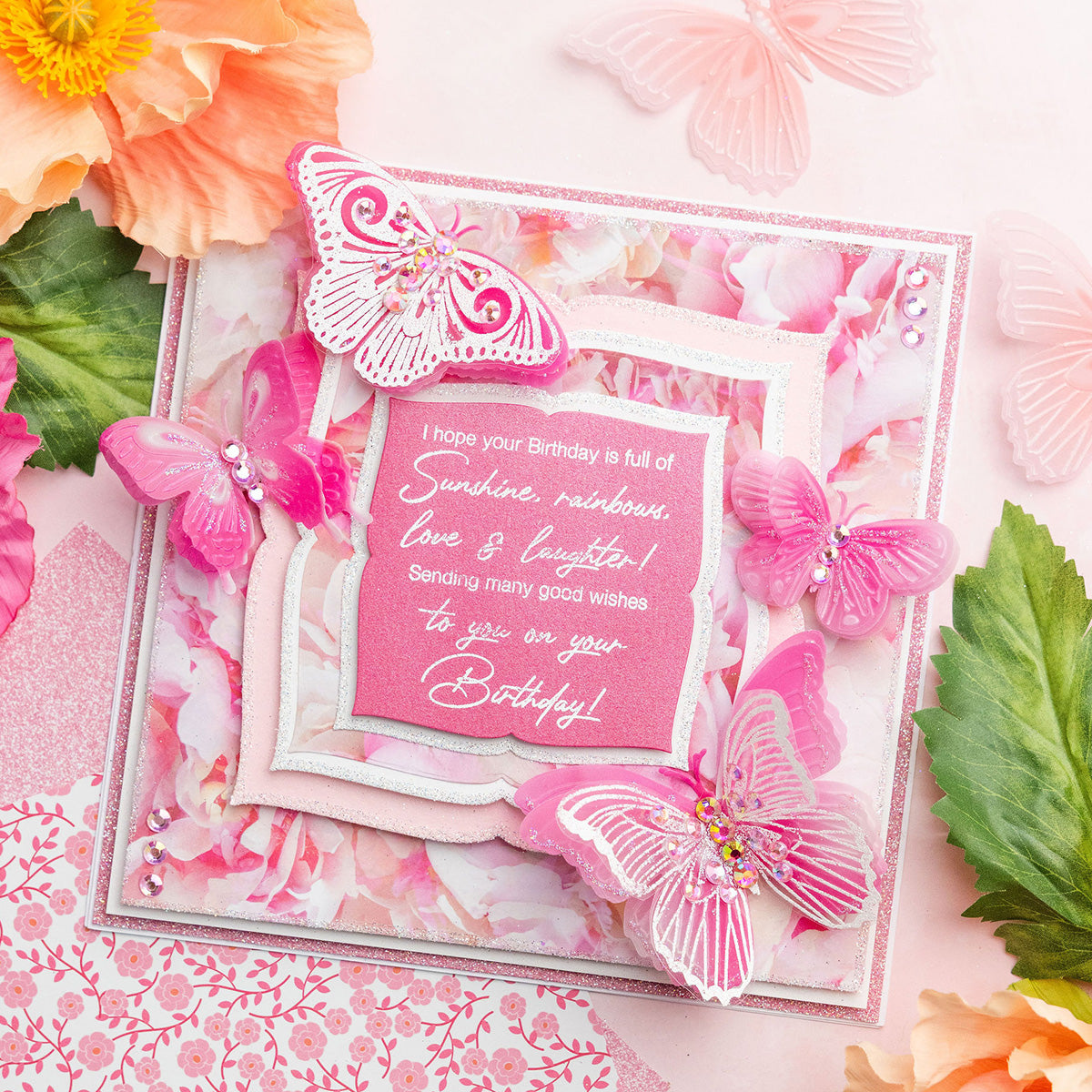Chloe’s Creative Cards Delightful Butterflies 3D Embossing Folder, Die and Stamp Set c-3dembdiest-db birthday
