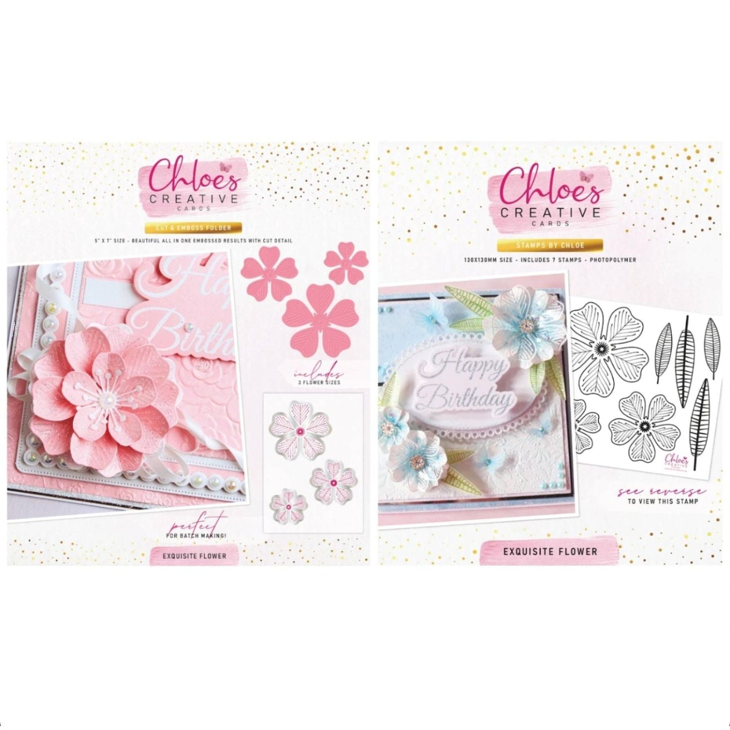 Chloe's Creative Cards Exquisite Flower Stamp and Cut and Emboss Folder Bundle