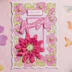 Chloe's Creative Cards Exquisite Lace Rectangle Dies c-mdie-exqr pink green flower pearls floral lace background you are amazing cardgreen