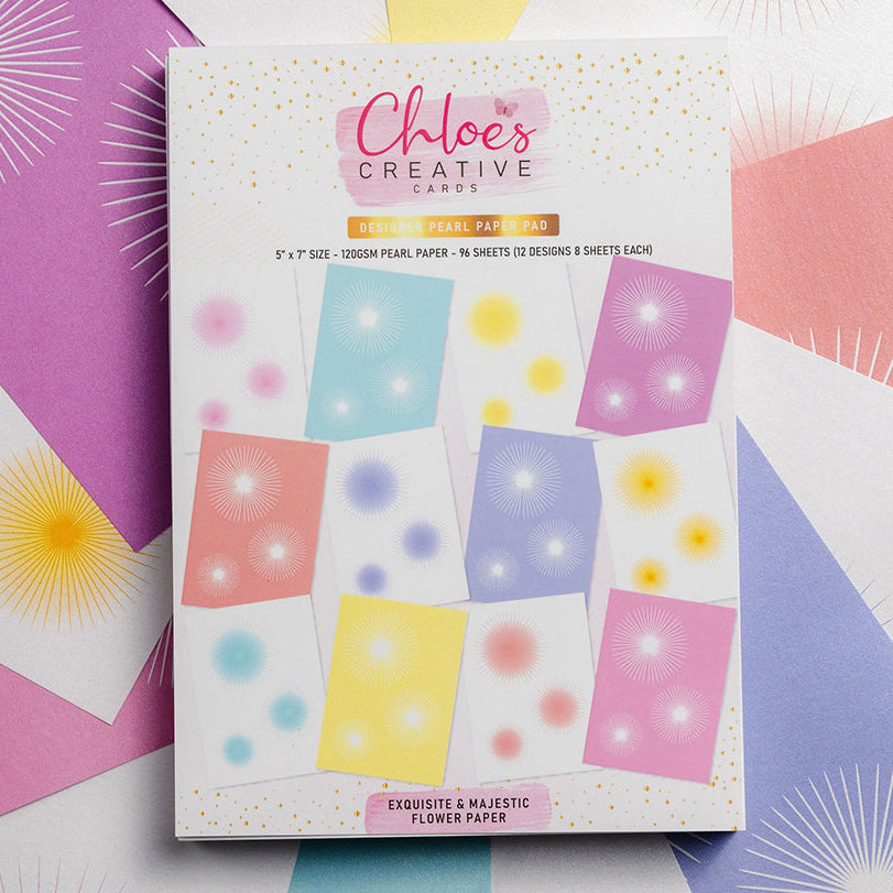 Chloe's Creative Cards Exquisite and Majestic Flower 5x7 Pearl Printed Paper c-ppad-5x7emf