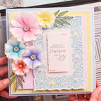 Chloe's Creative Cards Exquisite and Majestic Flower 5x7 Pearl Printed Paper c-ppad-5x7emf floral lace background muli color flowers pearls joy card