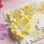 Chloe's Creative Cards Exquisite and Majestic Flower 5x7 Pearl Printed Paper c-ppad-5x7emf yellow sparkle flowers 