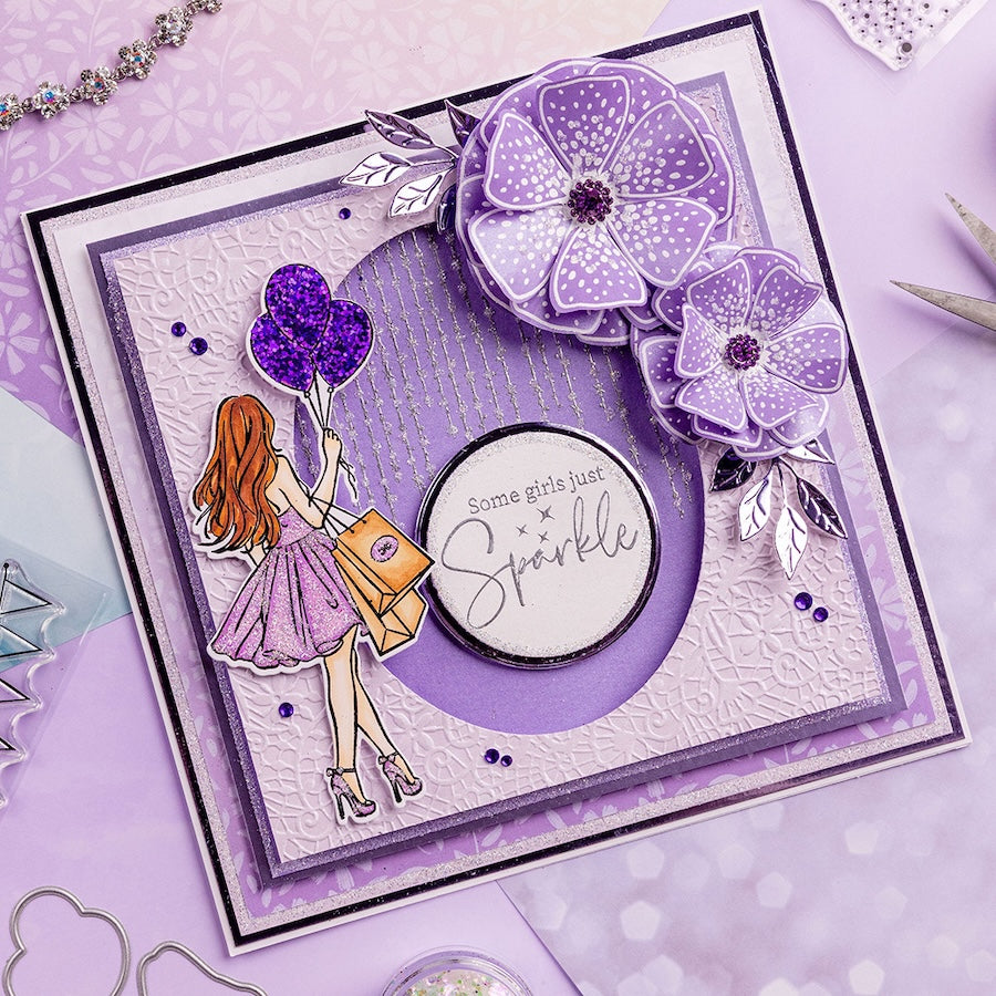 Chloe's Creative Cards Falling Sparkles Clear Stamp c-stam-falls balloons