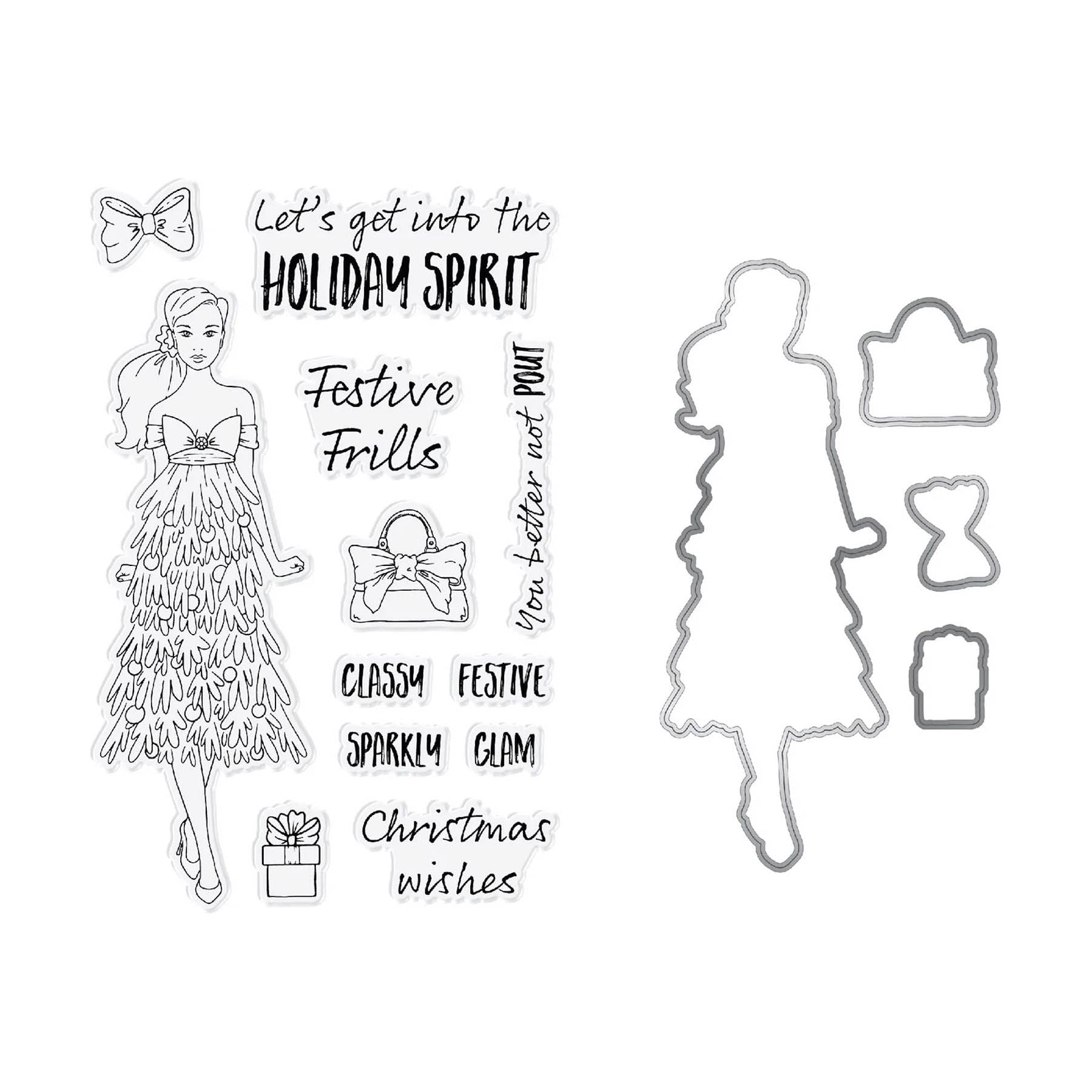 Chloe’s Creative Cards Festive Frills Die and Stamp Set c-diest-ffrills detail
