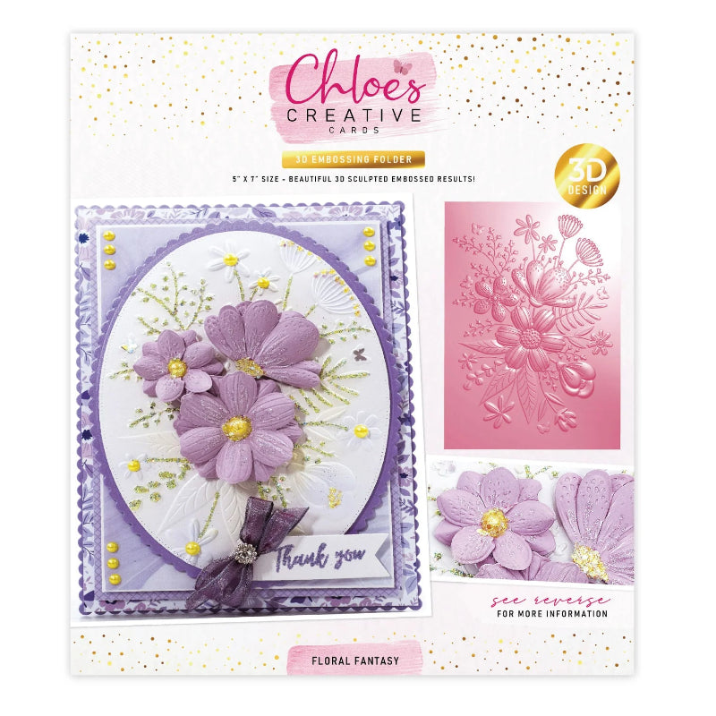 Chloe's Creative Cards Floral Fantasy 3D Embossing Folder c-3demb-florfan
