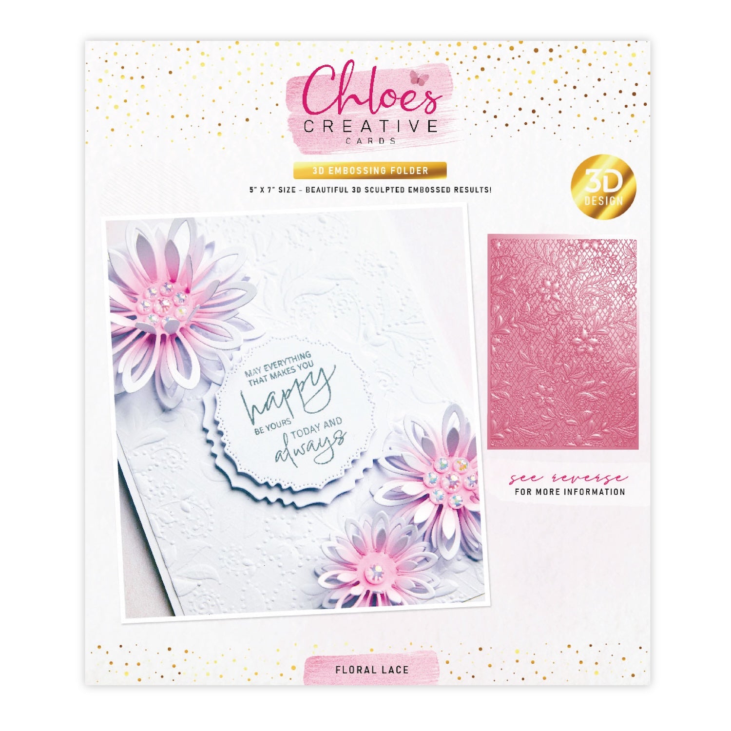 Chloe's Creative Cards Floral Lace 3D Embossing Folder c-3demb-florl