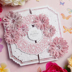 Chloe's Creative Cards Floral Lace 3D Embossing Folder c-3demb-florl lace background sparkly pink flowers birthday card