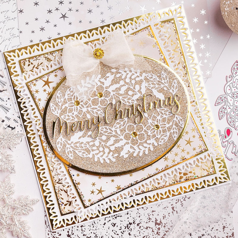 Chloe's Creative Cards Floral Merry Christmas Dies c-mdie-flormc bow