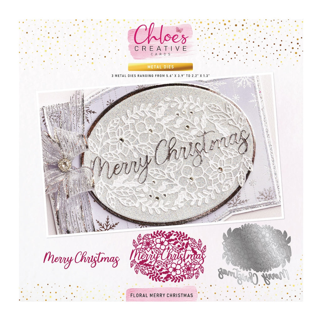 Chloe's Creative Cards Floral Merry Christmas Dies c-mdie-flormc merry