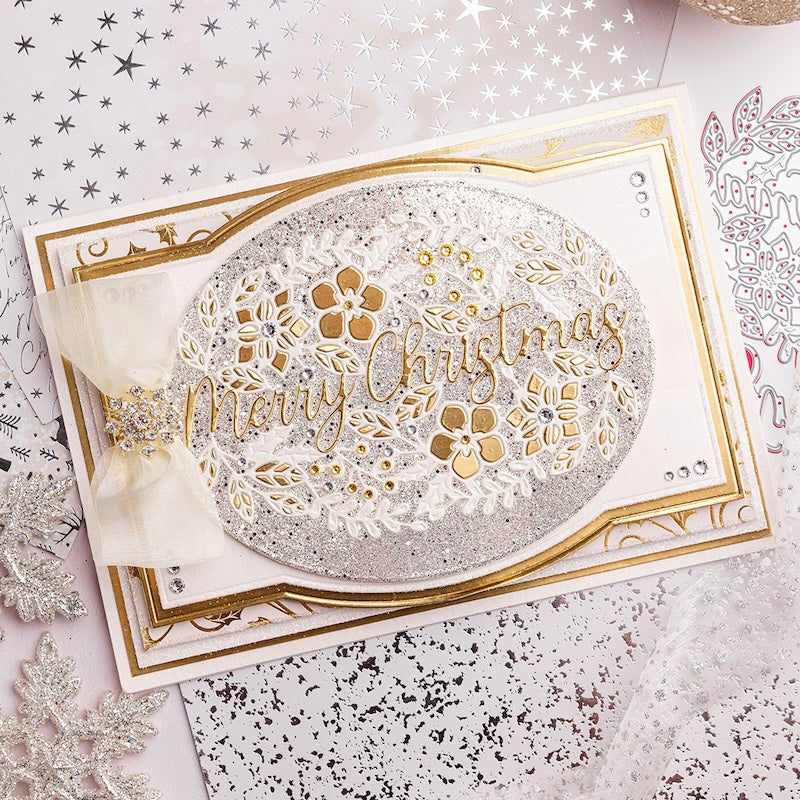 Chloe's Creative Cards Floral Merry Christmas Dies c-mdie-flormc sparkle