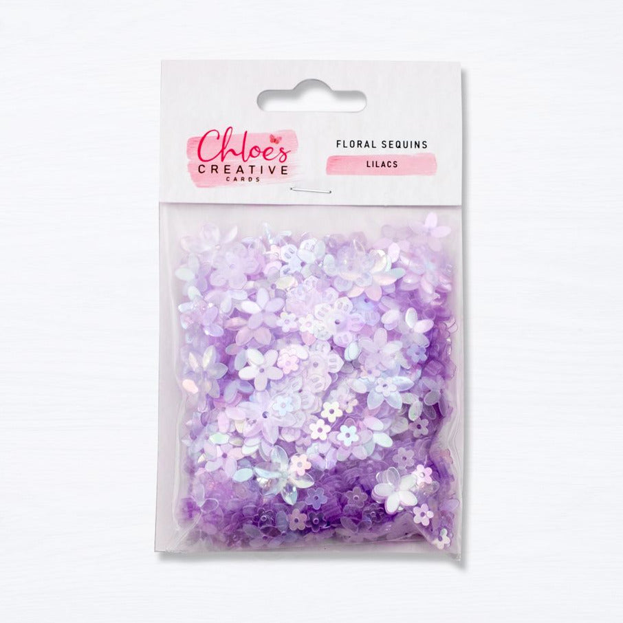 Chloe’s Creative Cards Floral Sequins Lilacs c-florseq-lil