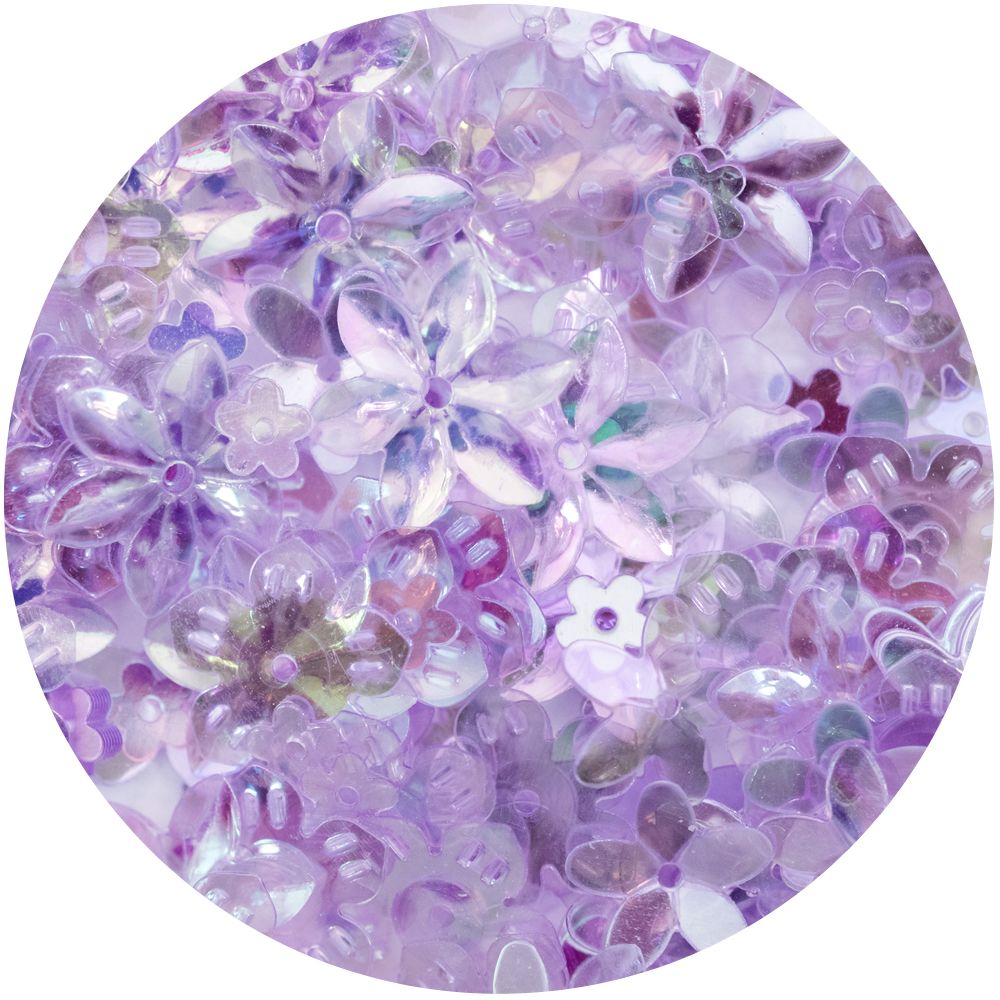 Chloe’s Creative Cards Floral Sequins Lilacs c-florseq-lil detail