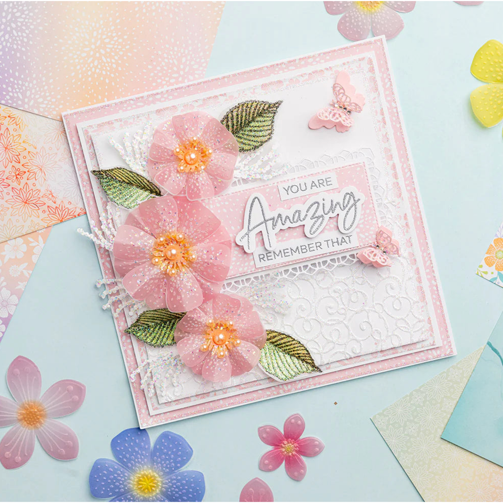 Chloe’s Creative Cards Flower Bouquet Folder, Stamp, Die and Vellum Bundle amazing