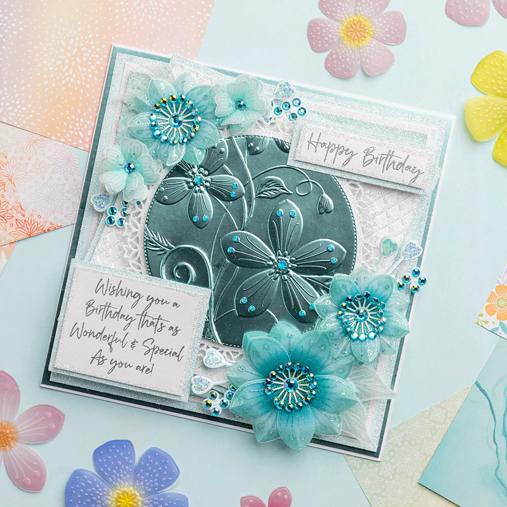 Chloe’s Creative Cards Flower Ombre 5x7 Printed Vellum Pad c-vpad-5x7floomb flowers