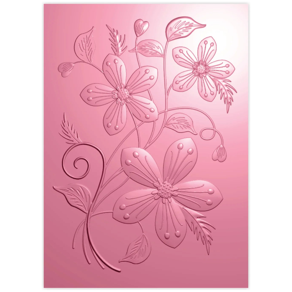 Chloe’s Creative Cards Flower Swirl Folder, Stamp, Die and Vellum Bundle embossing