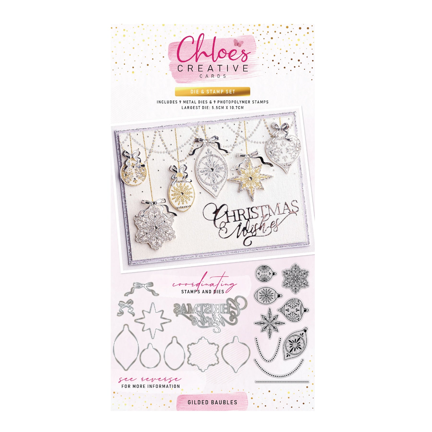 Chloe's Creative Cards Gilded Baubles Die and Stamp Set c-diest-gbau