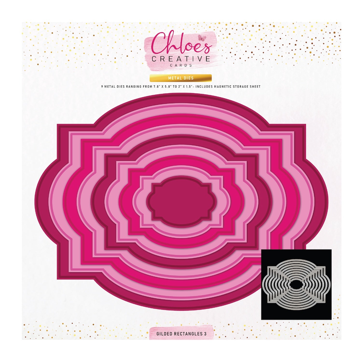 Chloe's Creative Cards Gilded Rectangles 3 Dies c-mdie-8gr3