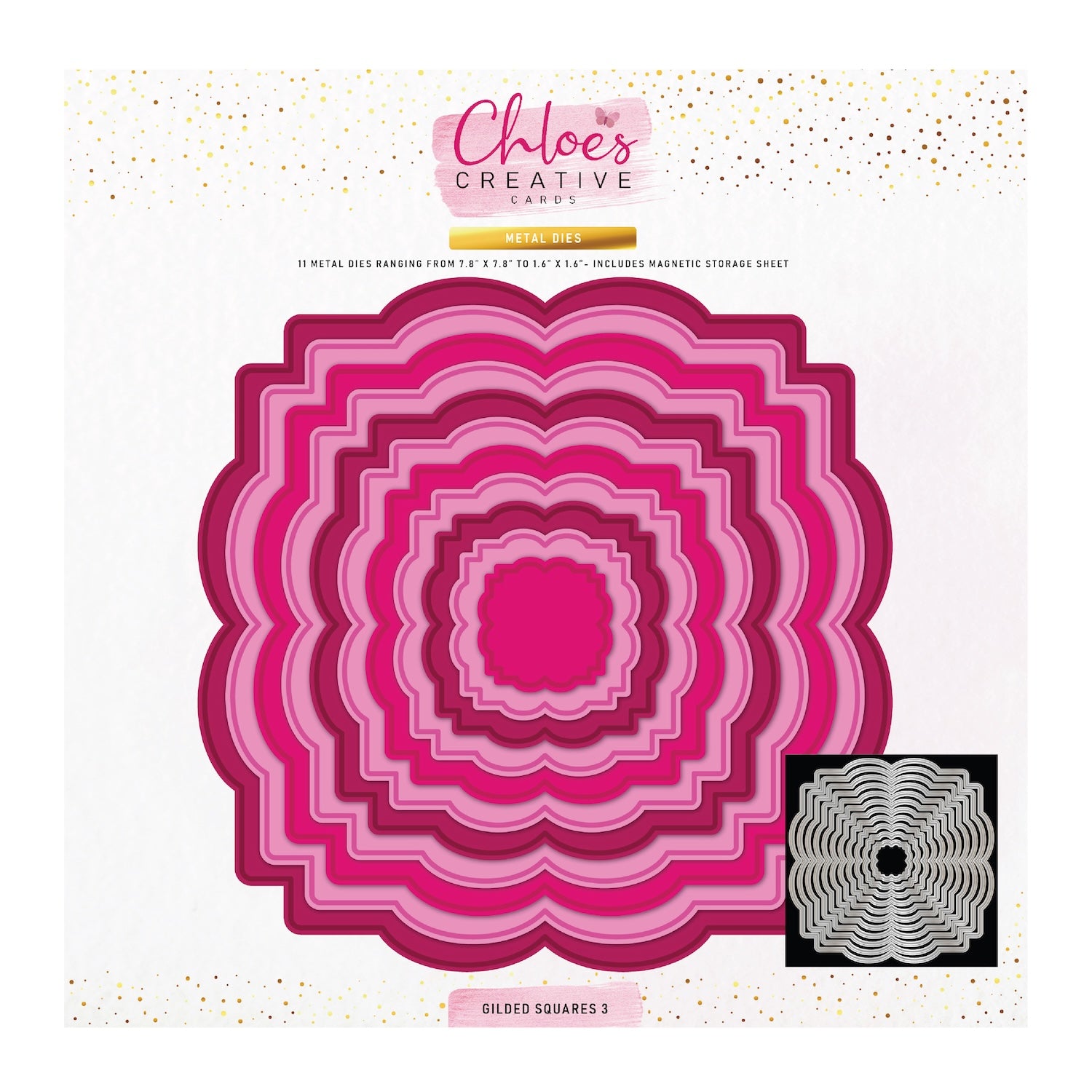Chloe's Creative Cards Gilded Squares 3 Dies c-mdie-8gs3
