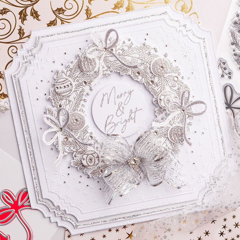 Chloe's Creative Cards Gilded Wreath Die and Stamp Set c-diest-gilw merry and bright