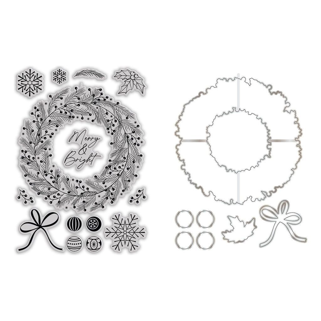 Chloe's Creative Cards Gilded Wreath Die and Stamp Set c-diest-gilw pieces