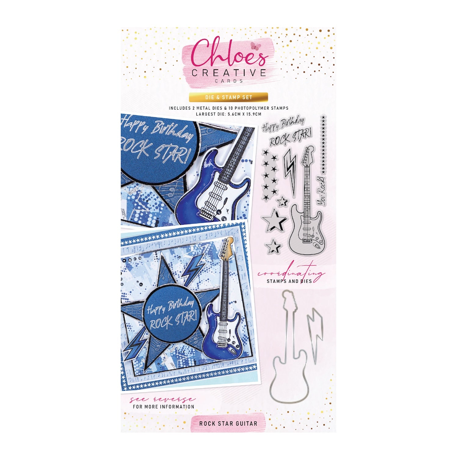 Chloe's Creative Cards Guitar Die and Stamp Set c-diest-hhgui
